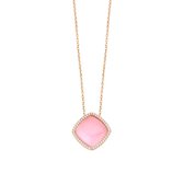 Silver Rose -P2105P-Hanger+Ketting -925 Zilver rosé -Fushia steen met zirkonia 42 cm + verlengstuk