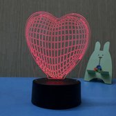 Decoratieve 3D lamp - romantisch hartje - hologram in 7 kleuren