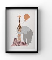 Feest dieren | Poster | Duurzaam papier van landbouwafval | A3| Kinderkamer