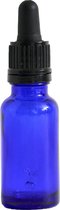 Donkerblauw glazen pipetflesje - 20 ml inclusief zwart pipet met garantiesluiting - aromatherapie - vervulbaar