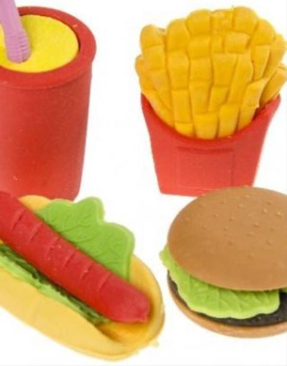 gum - hamburger - bakje friet - hotdog - milkshake - gum milkshake - stemen