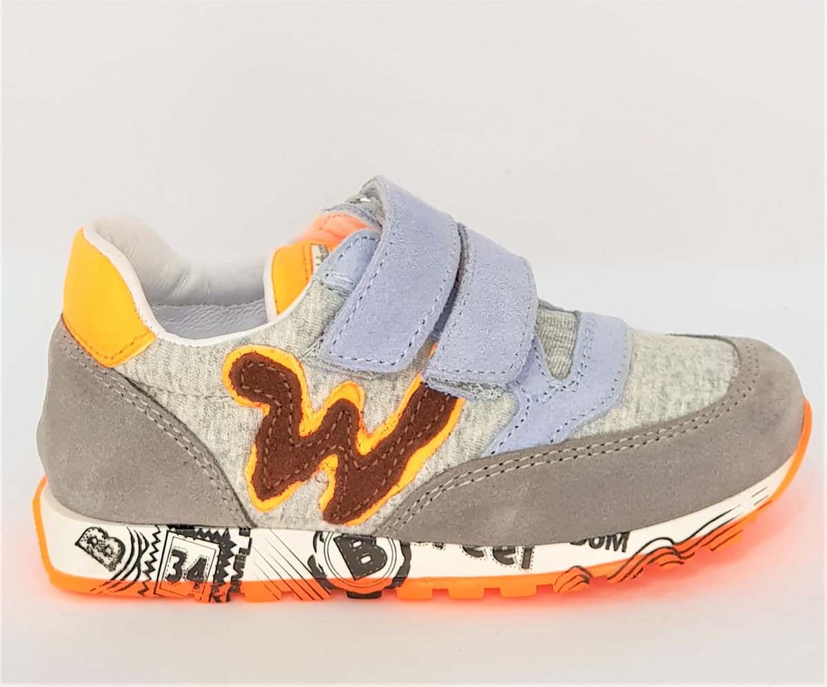 Balducci jongens sneaker klittenband grijs/oranje W maat 28 - Schoenen.nl