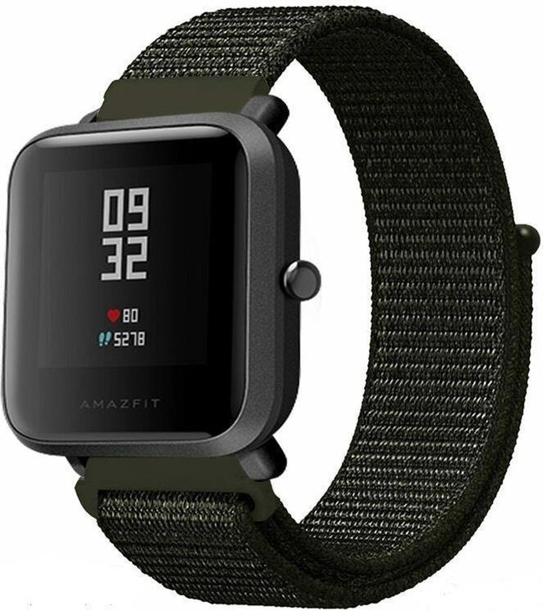 Geschikt voor Xiaomi Amazfit Bip nylon band - olijf - 42mm