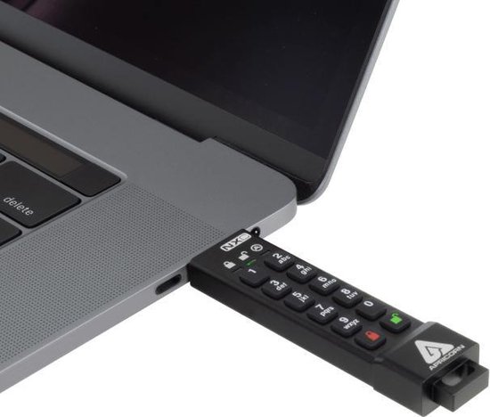 Apricorn ASK3-NXC-128GB, 128 Go, USB Type-C, 3.2 Gen 1 (3.1 Gen 1), 77 Mo/s, Casquette, Noir