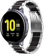 Stalen Smartwatch bandje - Geschikt voor  Samsung Galaxy Watch Active stalen band - zilver/zwart - Horlogeband / Polsband / Armband