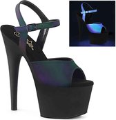 Pleaser Sandaal met enkelband, Paaldans schoenen -42 Shoes- ADORE-709REFL Paaldans schoenen Groen/Zwart