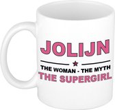 Jolijn The woman, The myth the supergirl cadeau koffie mok / thee beker 300 ml