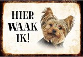 Wandbord - Hier Waak Ik - Yorkshire Terrier