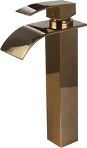 Robinet de lavabo cascade Mawialux | Haut | Carré | Bronze or | ML-H502WK- BR