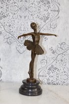 Decoratief Beeld - Bronzen Ballet Danseres - Brons En Natuursteen - Wexdeco - Brons - 22 X 10.2 Cm
