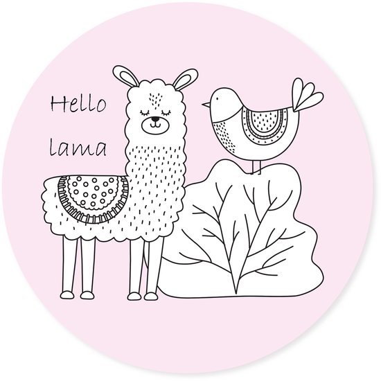 Thuisland Stijg generatie Grote ronde muursticker alpaca roze | Hello Lama| Scandinavische stijl|  voor... | bol.com