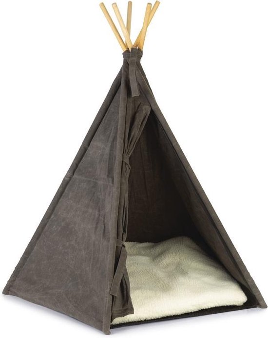 Designed by Lotte Tipi Tent Nesti - Hond - Antraciet - 70x70x90 cm | bol.com