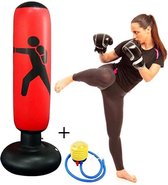 Bodio Boksbal – Bokspaal – Bokszak – Bokszak staande – Bokszak kinderen – 160 cm – Rood – Opblaasbare bokszak