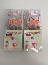 Decoratieve lichtslinger met roosjes en led-verlichting - set van 2 stuks (oranje)