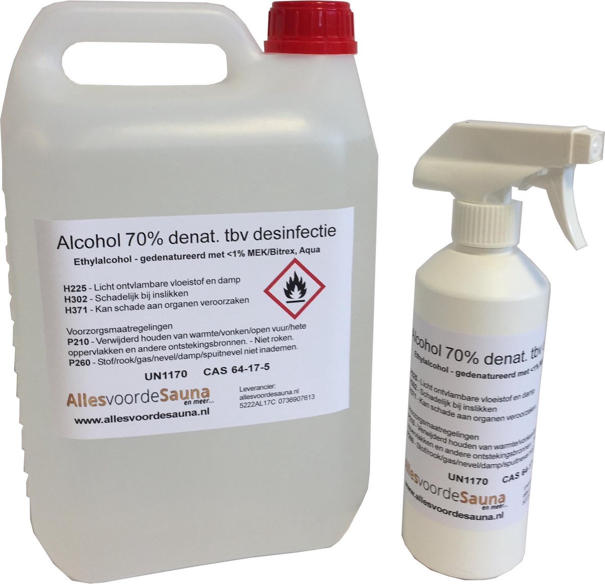 server Leerling Vel Desinfectie Alcohol 70% - 5 Liter - Inclusief Spray Fles - Desinfecterende  Handgel Sterk | bol.com
