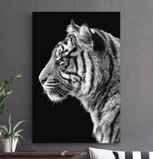 HIP ORGNL Schilderij Tiger - Tijger - 40x60cm - Wanddecoratie dieren - Zwart wit