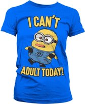 Minions Dames Tshirt -M- I Can't Adult Today Blauw