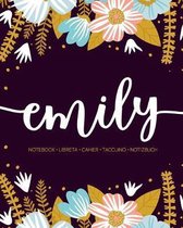 Emily: Notebook - Libreta - Cahier - Taccuino - Notizbuch: 110 pages paginas seiten pagine: Modern Florals First Name Noteboo