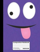Funny Purple Goofy Emoticon Composition Notebook: Wide Ruled Line Paper Notebook for School, Journaling or Personal Use. A Back to School Favorite.