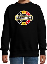 Have fear Belgium is here sweater met sterren embleem in de kleuren van de Belgische vlag - zwart - kids - Belgie supporter / Belgisch elftal fan trui / EK / WK / kleding 98/104