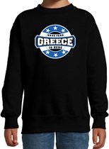 Have fear Greece is here sweater met sterren embleem in de kleuren van de Griekse vlag - zwart - kids - Griekenland supporter / Grieks elftal fan trui / EK / WK / kleding 134/146
