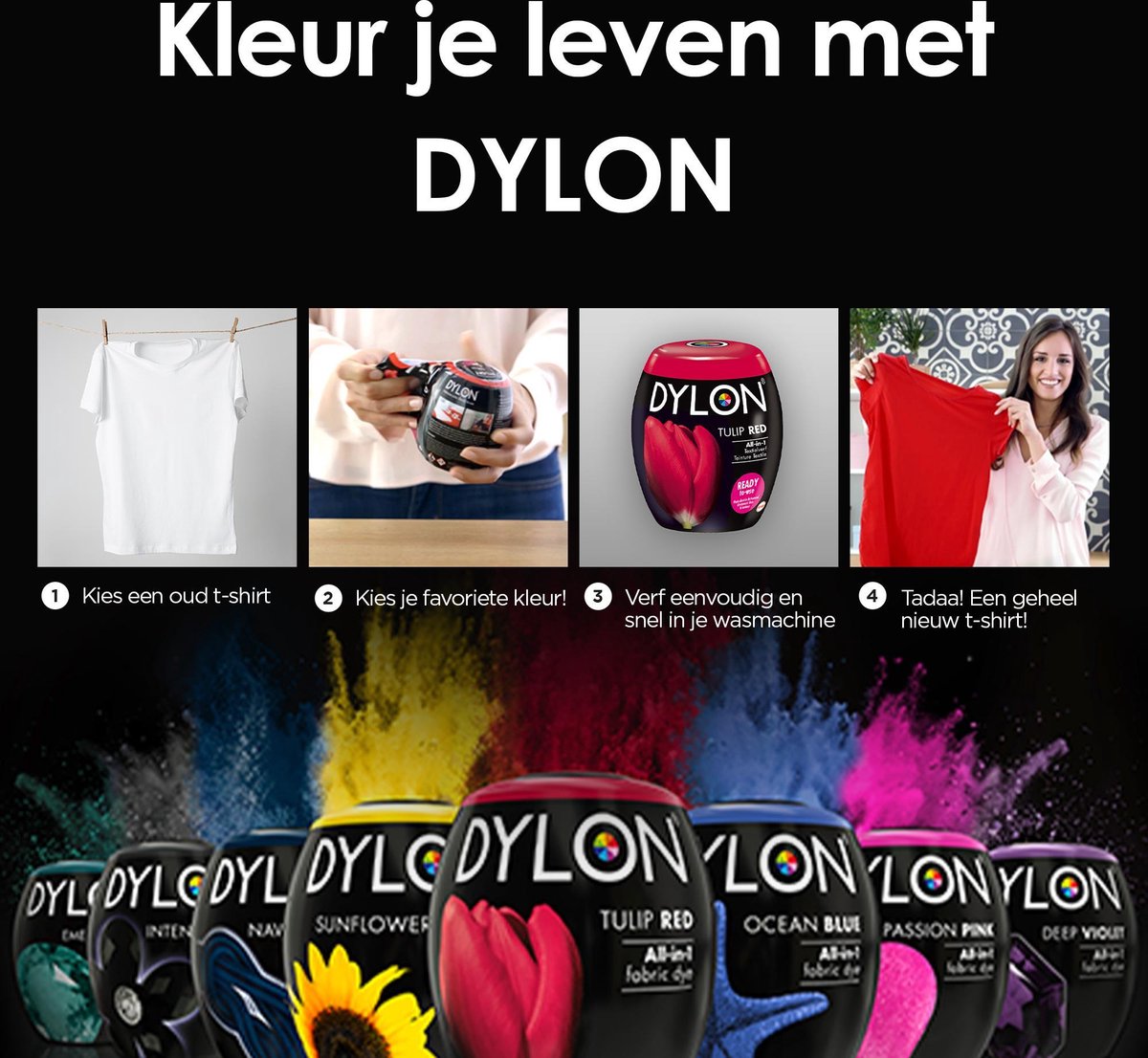 DYLON Wasmachine Textielverf Pods - Passion Pink - 350g | bol