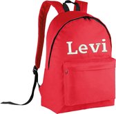 schooltas met naam rood| geborduurd | 16 verschillende kleuren | gepersonaliseerd