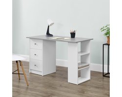 Bureau Lemberg met 3 lades 120x49x72 cm wit en lichtgrijs