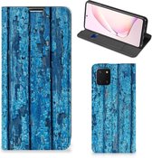 Telefoonhoesje Geschikt voor Samsung Galaxy Note 10 Lite Magnet Case Wood Blue
