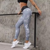 Legging grijs voor vrouwen dames met slogans sport, fitness, running, yogha maat L