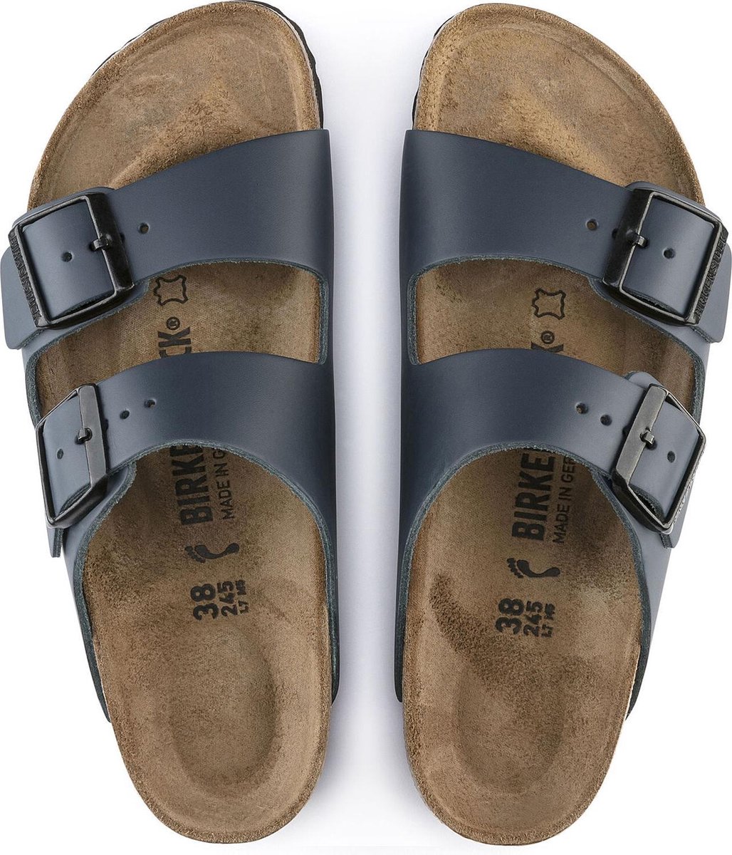 Birkenstock Arizona Slippers Leer Narrow-fit Blauw