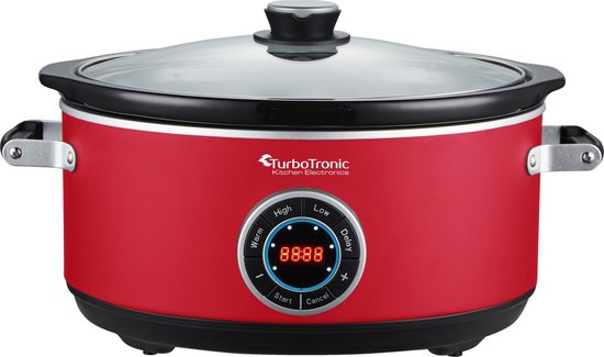 kleuring Vervreemding door elkaar haspelen TurboTronic SC200 Digitale Slow cooker met timer - 6.5L - 300W - Rood | bol .com