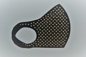 Comfort Face Mask zwart studs goud 100% katoen - Mondmasker - Mondkapje - Herbruikbaar & wasbaar - UV protection - studs goud