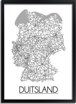 DesignClaud Duitsland Plattegrond poster A4 + Fotolijst zwart