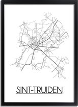 DesignClaud Sint-Truiden Plattegrond poster A4 + Fotolijst zwart