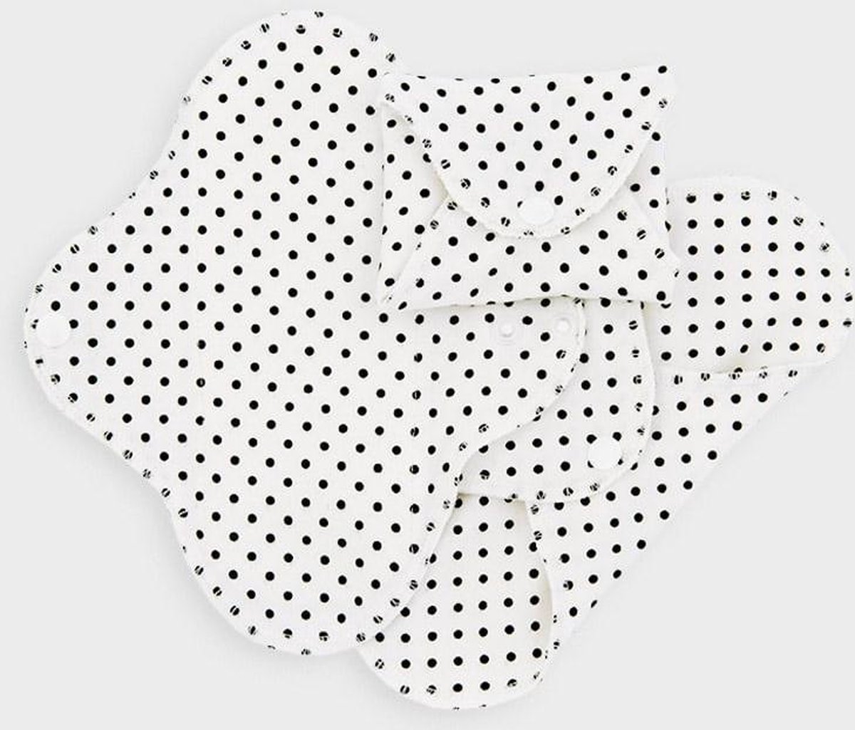 Imsevimse dag maandverband van biologisch jersey katoen - dun en soepel wasbaar maandverband - Black dots
