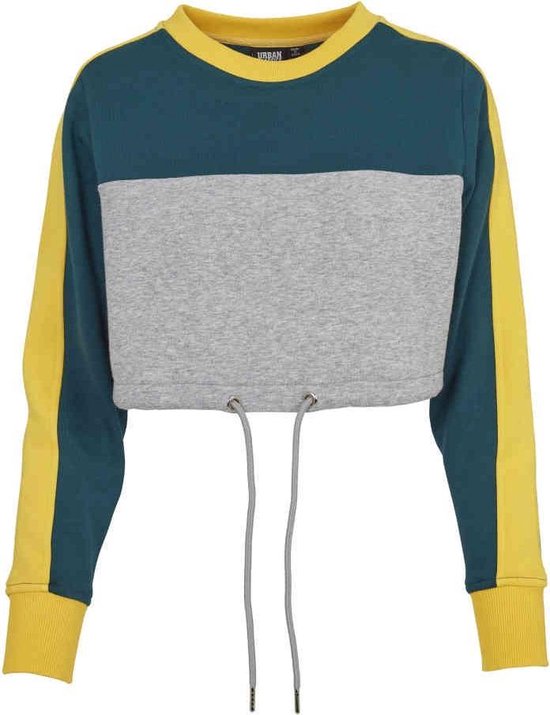Urban Classics Crop Sweater / Pullover -XL- 3-Tone Stripe Crew Grey