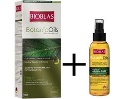 Bioblas Botanic Oil Herstel Shampoo (Droog/Beschadigd Haar) + Bioblas Arganolie -Anti haaruitval - Herbal Shampoo - haarverzorging