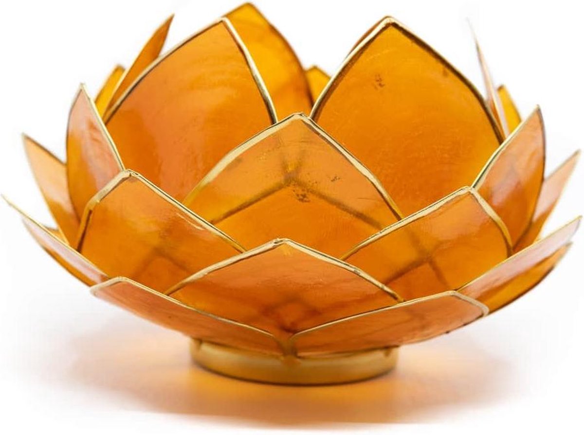 Lotus Sfeerlicht Oranje Goudrand Groot