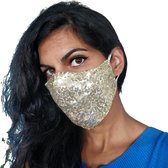 Masque à paillettes lavable | Or clair | avec du coton et des paillettes| masque de bouche | réglable | respirants