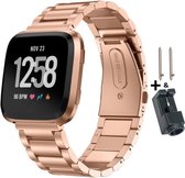 Rosezilver Metalen Bandje voor 22mm Smartwatches van Samsung, Asus, LG, Huawei, Casio Seiko en Pebble – 22 mm rosesilver smartwatch strap - Gear S3 - LG Watch - Zenwatch - Roze - Z