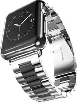RVS / Stalen bandje - geschikt voor Apple Watch 1, 2, 3, 4, 5, 6, SE & Nike+, 42mm & 44mm "Mannenbreedte" Series – Maat: zie maatfoto - Zilver