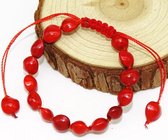 redbracelet.nl - Kralen armband - rood - oval - natuursteen - one size