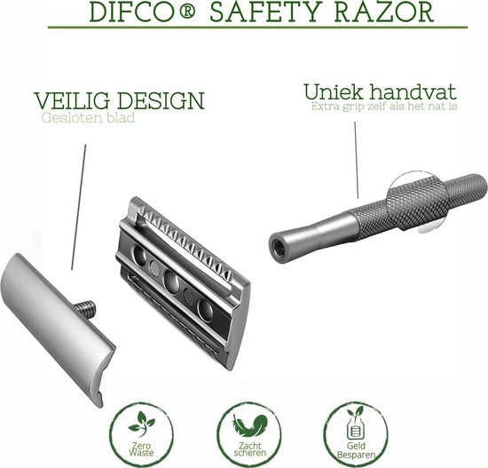 Difco Safety Razor Zilver Duurzaam Scheren Double Edge Scheermes