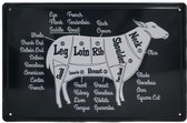 Wandbord – Schaap – Sheep – Vlees – Kok - Slager - Vintage - Retro -  Wanddecoratie – Reclame bord – Restaurant – Kroeg - Bar – Cafe - Horeca – Metal Sign - 20x30cm