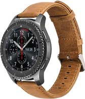 Smartwatch bandje - Geschikt voor Samsung Galaxy Watch 5 (incl. Pro) en Galaxy Watch 4, Watch 3 41mm, Active 2, 20mm horlogebandje - Leer - Fungus - Vintage - Lichtbruin