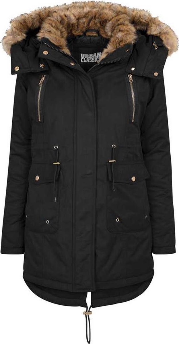 Urban Classics Parka jas -XS- Imitation Fur Zwart