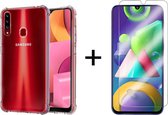 Samsung A20s hoesje - Samsung Galaxy A20s hoesje shock proof case transparant - 1x Samsung A20s Screenprotector