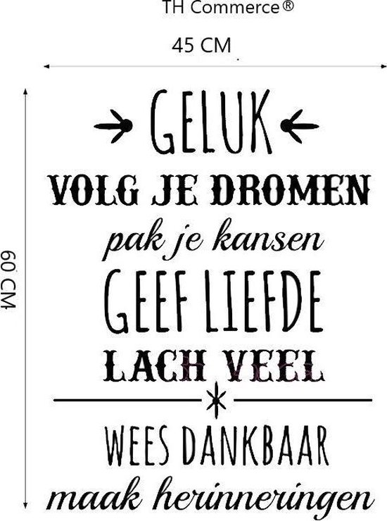 Decoratie Tekst Muursticker - Geluk - Dromen - - Dankbaar - Nederlands | bol.com