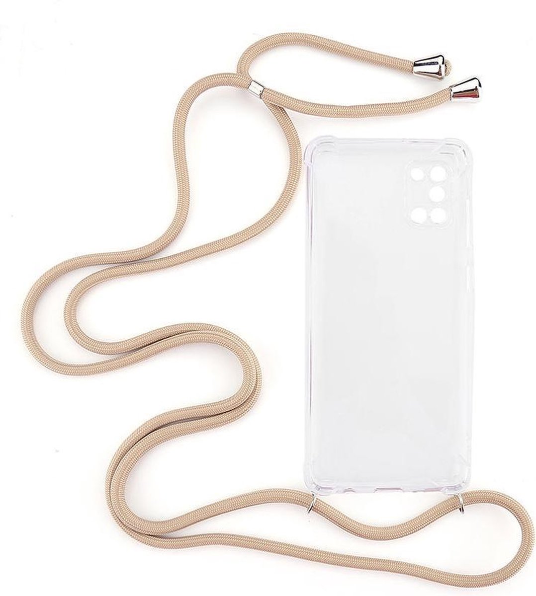 Shop4 - Samsung Galaxy A31 Hoesje - Zachte Back Case met Koord Beige